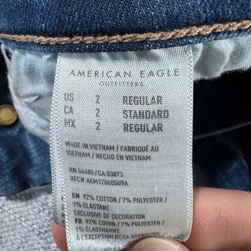 American Eagle Hi-Rise Flare Jeans Medium Wash Size 2 Regular Stretch Denim - Picture 7 of 11